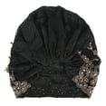 thumbnail image 3 of Gorro holgado informal de moda con cuentas y encaje, transpirable, holgado, para mujer, color negro, 3 of 10