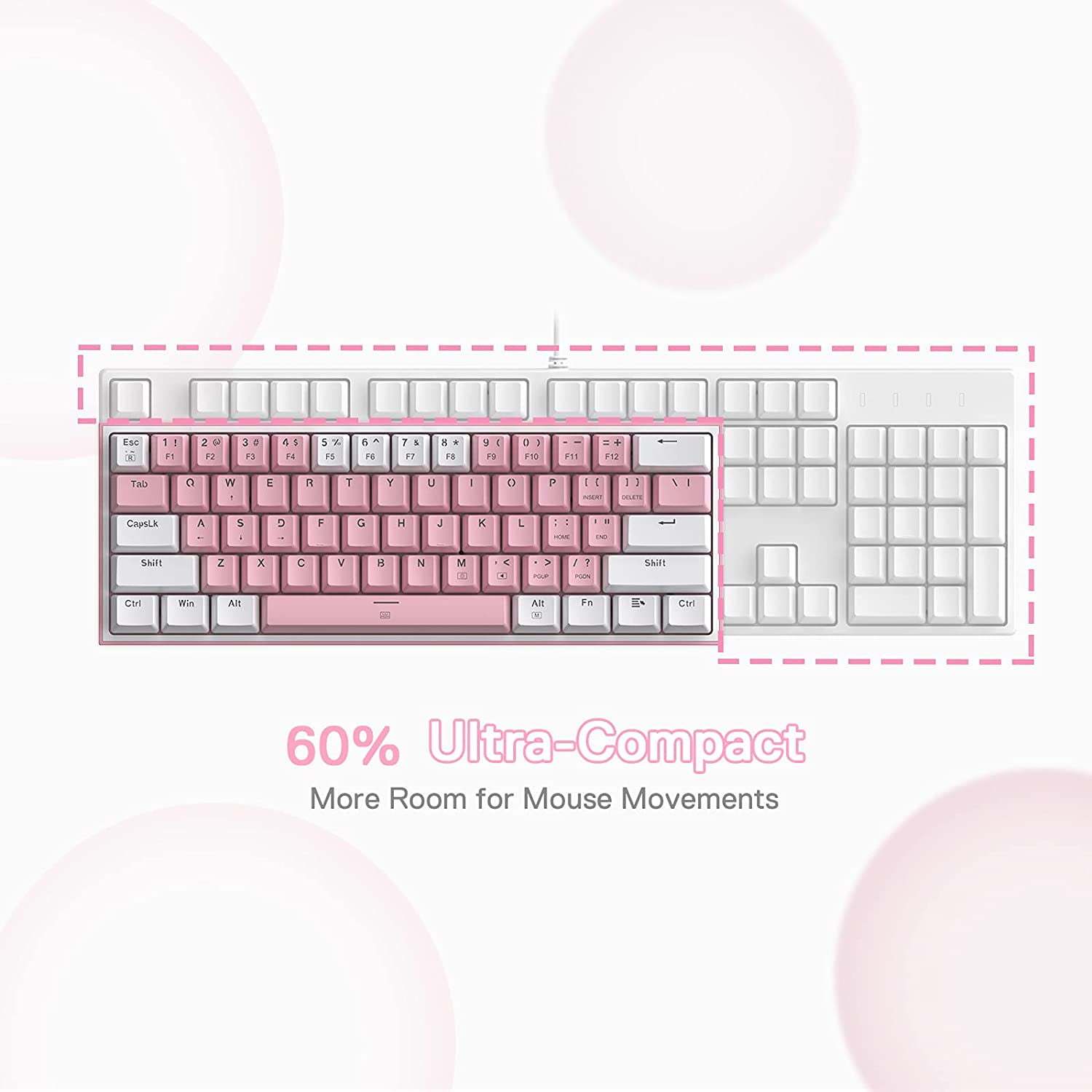 Clavier Gamer - Mécanique REDRAGON K617 FIZZ 60% RGB WHITE & GREY AZERTY