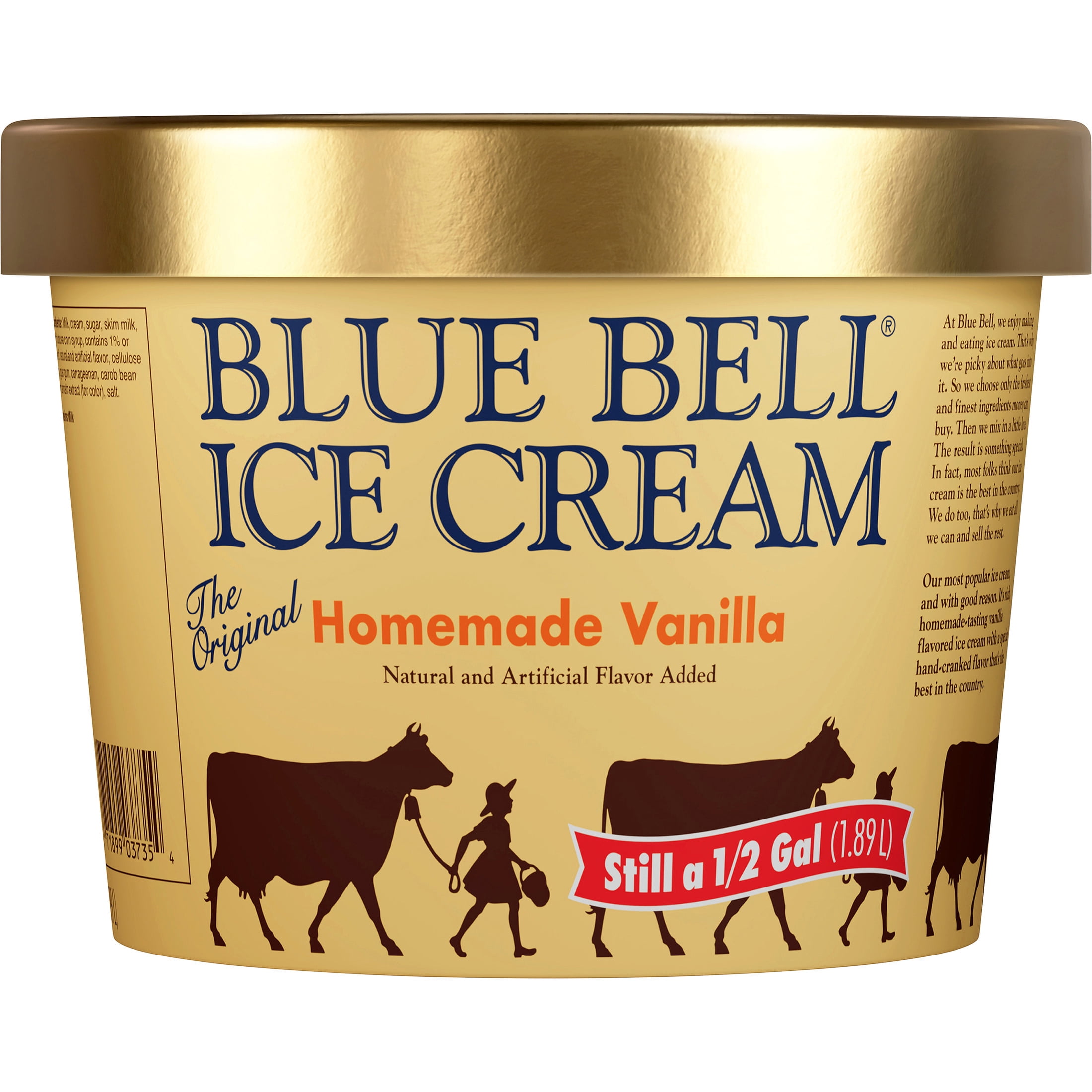 Blue Bell Homemade Vanilla Ice Cream Half Gallon, 64 fl oz