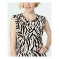 thumbnail image 1 of KASPER Womens Brown Animal Print Cap Sleeve Scoop Neck Top Petites Size: PL, 1 of 4
