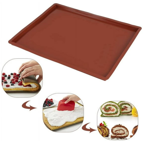 Manunclaims Baking Mat, Swisses Roll Cake Mat Flexible Non Stick Baking Tray Soft Silicone Cookies Mold, for Jellys Roll Pan Silicone Cookies Mold Bakeware