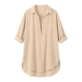 thumbnail image 6 of Women's Beach Cover-Up Breathable Quick-Dry Shirt Dress with Deep V-Neck Pockets Loose Fit Loungewear Khaki S(S), 6 of 6