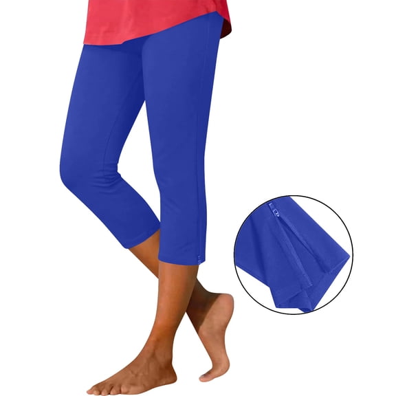 Cutuoiiu Women's Comfortable High Waisted Capri Leggings with Ankle Zipper Solid Color Slim Fit for Yoga, Loungewear & Everyday Use Gifts