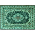 thumbnail image 1 of Ahgly Company Indoor Rectangle Medallion Turquoise Blue Traditional Area Rugs, 2' x 4', 1 of 4