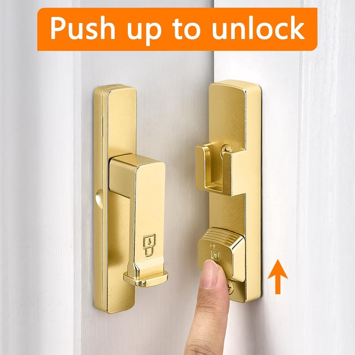 JJEAN-2 Packs Gold 90 Degree Barn Door Lock,Flip Gate Latches Hardware,Zinc Alloy Right Angle Door Lock Latch,Protect Privacy,for Barn Door,Cabinets,Windows,Garden,Bathroom