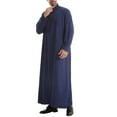 thumbnail image 4 of JXMVOJ Men's Muslim Robe Arab Middle Robe Long Style Long Sleeve Pullover Long Shirt Fashion Casual Robe, 4 of 8