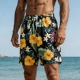 thumbnail image 6 of TKKCS Mens Graphic Swim Trunks- Casual Drawstring Elastic Waist Vacation Quick Dry Lightweight Breathable Beach Board Shorts Black Size 2XL, 6 of 6