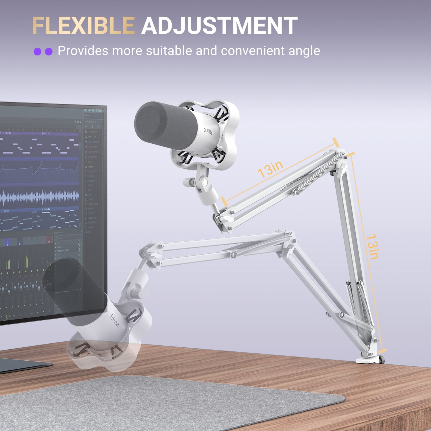 FIFINE K688 Podcast Dynamic Microphone with Boom Arm Stand, XLR USB Studio Microphone Kit for PC Computer, Gaming Mic with Clear Voice, Mute Button, Headphone Jack for Recording, K688CTW
