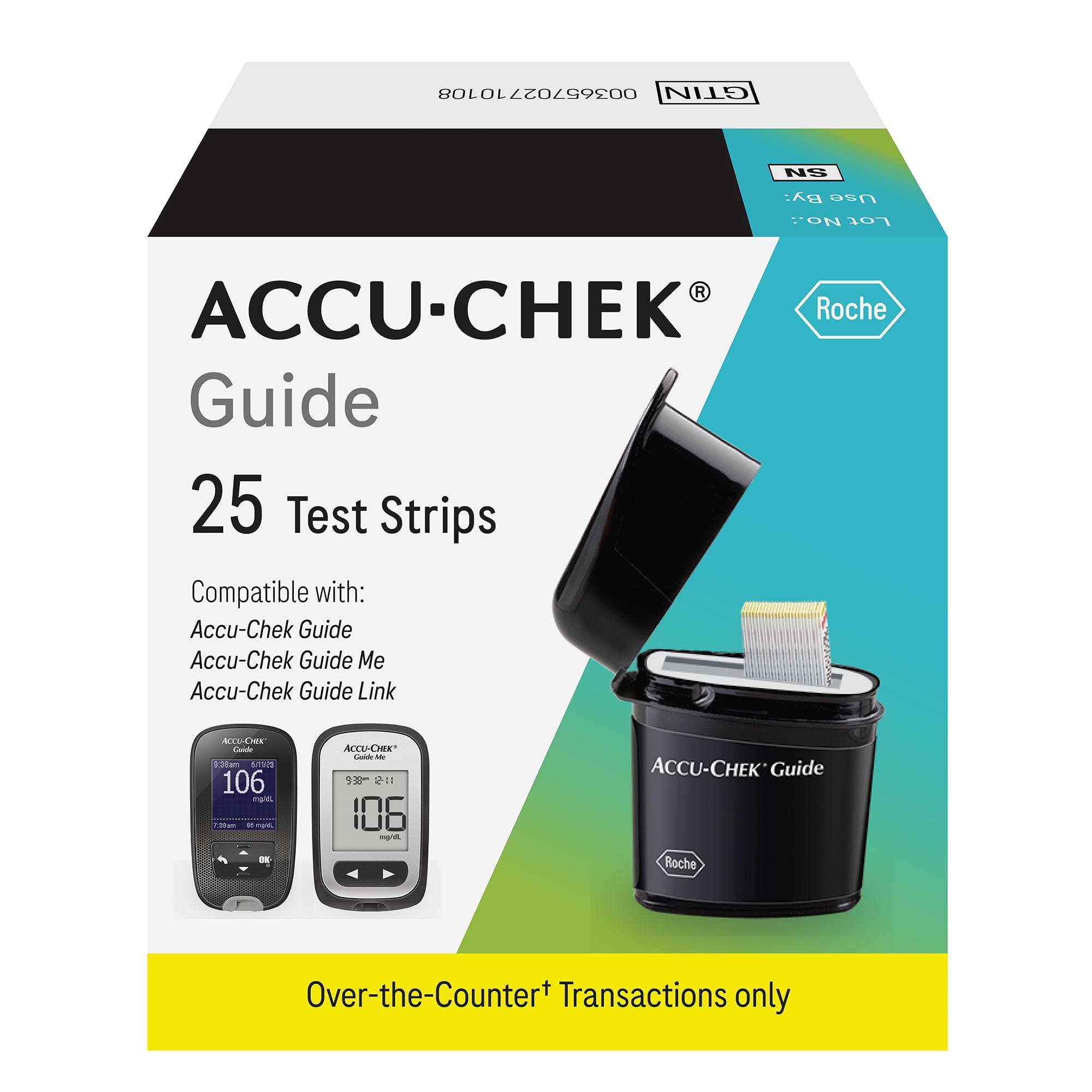Accu-Chek Guide Glucose Strips for Diabetic Blood Sugar Testing (Pack of 25)