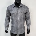 thumbnail image 5 of Striped Shirt for Men Western Cowboy Pearl Snap Long Sleeve Work Casual Buttons Vintage Shirts Gray, 5 of 5