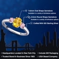 thumbnail image 2 of Gem Stone King 925 Sterling Silver Yellow Citrine and Pink Lab Grown Diamond Engagement Ring for Women | 1.11 Cttw | Oval 7X5MM | Gemstone November Birthstone | Size 7, 2 of 6