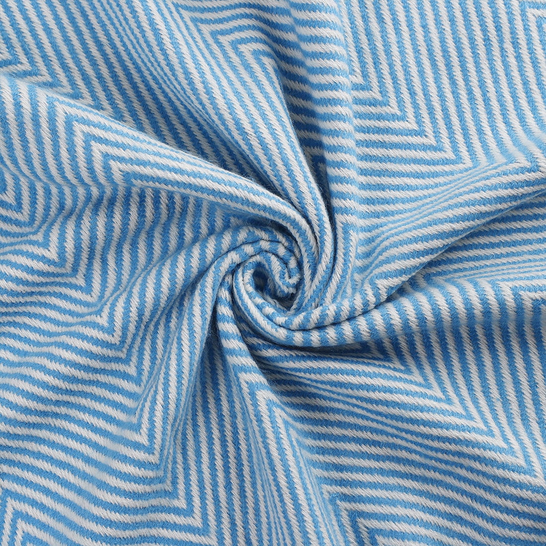 Decorative Throw Blanket with Fringe for Bed Sofa, 51" x 67", Blue