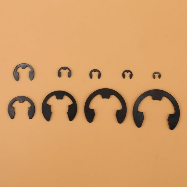 E , 300Pcs A3 Steel E Clip, 3mm 22mm 9 Sizes Black Metal E Shaft Retaining Rings Holds Components Assemblies, External Retaining Rings