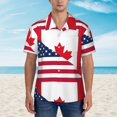 thumbnail image 2 of Balery USA Canada Flag Camisas hawaianas de manga corta para hombre, camisas playeras de corte holgado, camisas de vacaciones con botones,Small, 2 of 7