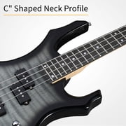 Glarry Full Size 4 String Electric Bass Guitar Burning Fire Tiger Stripe with SS Pickups and Amp, Black