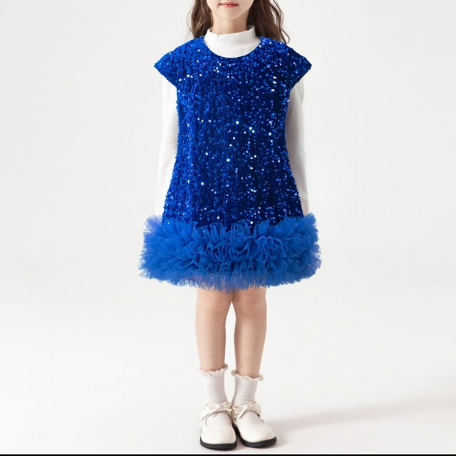 SXcggal One Robe Tutu pour Filles à Paillettes Scintillantes Tenue de Fête d'Anniversaire Bal Robe de Bal pour Tout-Petites Robe de Espadrilles pour Filles Respirante Mignonne Décontractée Robe pour Fille