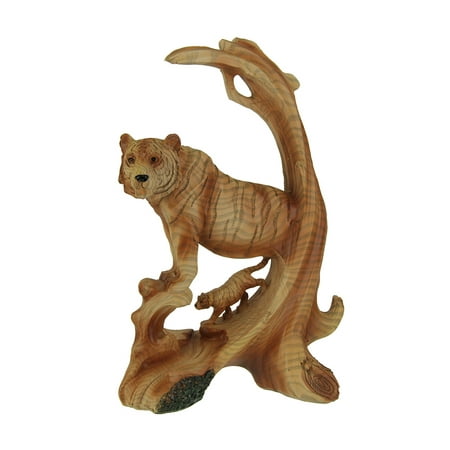 - Tiger On the Mountain Faux Carved Wood Look Statue