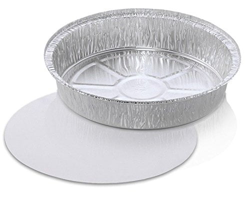 Handi-Foil 9" Round Aluminum Take-Out Pan w/Board Lid Containers Combo 50 Pack 