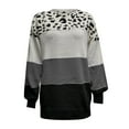 thumbnail image 6 of Women's Round Neck Leopard Print Stitching Long Sleeved Pullover Casual Knitted Sweater Basic Tops,Color Block Sweaters for Women 2023 Fashion, 6 of 7