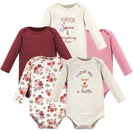 UPC: 0660168586480 | Hudson Baby Infant Girl Cotton Long-Sleeve Bodysuits 5pk  Pumpkin Spice  18-24 Months