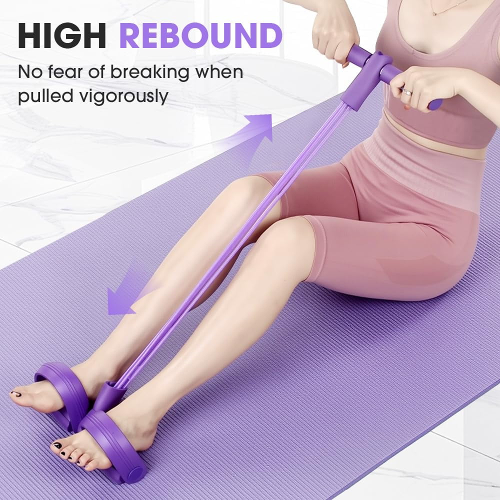 4-Tube Pedal Resistance Bands with Handles, Fitness Foot Pedal Ankle Puller for Home Workout and Exercise