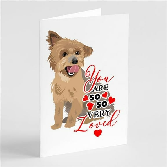 Yorkie Blue and Gold so Loved Greeting Cards and Envelopes Pack of 8 7 in x 5 in