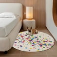 thumbnail image 2 of Colorful Polka Dot Round Area Rug 8Ft Washable Large Circle Rugs for Living Room Dorm, Cartoon Cute Abstract Graffiti Beige Non-Slip Carpet Floor Mats Indoor Outdoor Carpet Runner Home Decor, 2 of 8