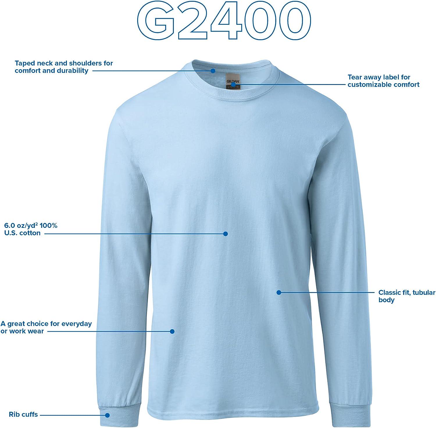 Gildan Men's Ultra Cotton Long Sleeve T-Shirt, Style G2400, Multipack ...