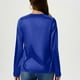 thumbnail image 5 of Talla grande Tops de tallas grandes,Blusa informal de poliéster con cuello en V y manga larga para mujer, color liso, largo normal, para uso diario, sopatenor, 5 of 8
