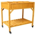 thumbnail image 4 of Gzxs Mobile Elevated Garden Bed on Wheels, 8-Grid Divider Raised Wood Planter Box for Herbs, Vegetables, Flowers w/ Fabric Liners, Drainage Holes and Storage Shelf - 36"L x 24.2"W x 34.6"H, Natural, 4 of 9