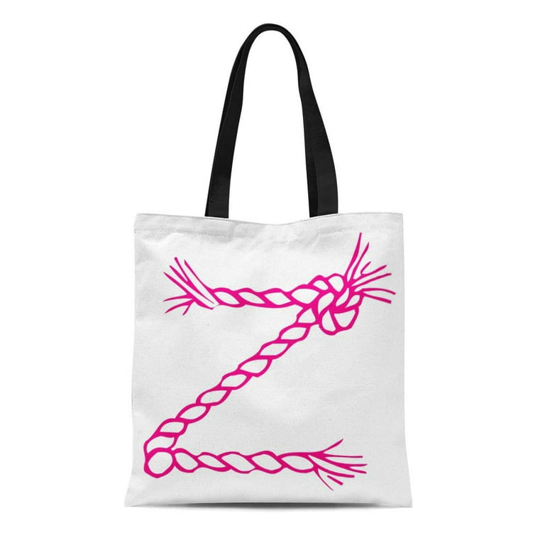 Kdagr Canvas Tote Bag Baggu Custom Letter Z Initial Pink Monogram Black Reusable Handbag Shoulder Grocery Shopping Bags Adult Unisex Size 14
