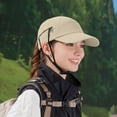 thumbnail image 2 of Unisex Baseball Cap, Summer Sun Hat with Hidden Strap, Breathable Adjustable Hat for Outdoor Hiking, Riding, Beach, Running, Travel, UV Protection Sport Cap-Beige, 2 of 9