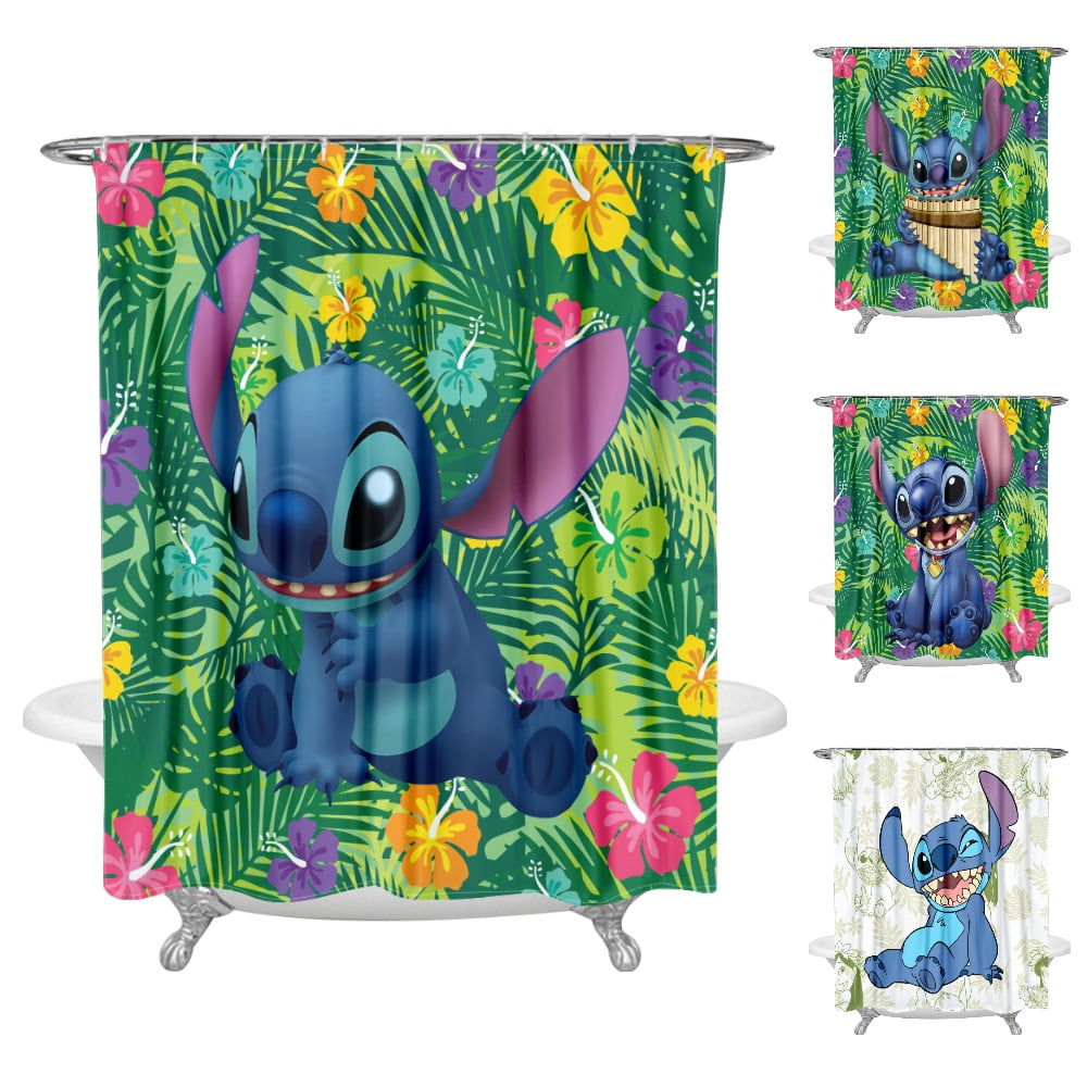 Stitch Shower Curtain, Waterproof Fabric Merry Christmas Shower