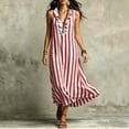 thumbnail image 4 of zbxnLI Striped Maxi Dress for Women Ruffle V Neck Sleeveless Tank Dresses Loose Casual Vacation Long Sundress, 4 of 6