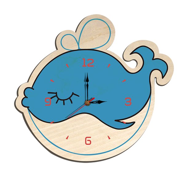 Reloj de pared decorativo de la historieta del reloj colgante de madera impreso animal para el dormitorio de los niños Inevent HA001629-00B