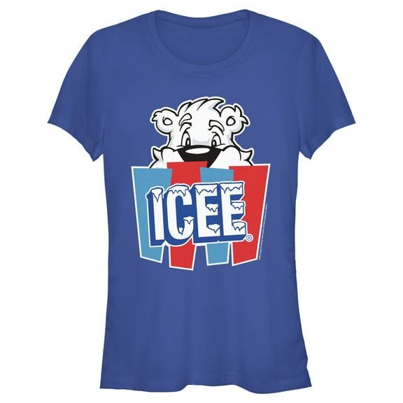 Junior's ICEE Peekaboo Bear Logo  Graphic Tee Royal Blue Large