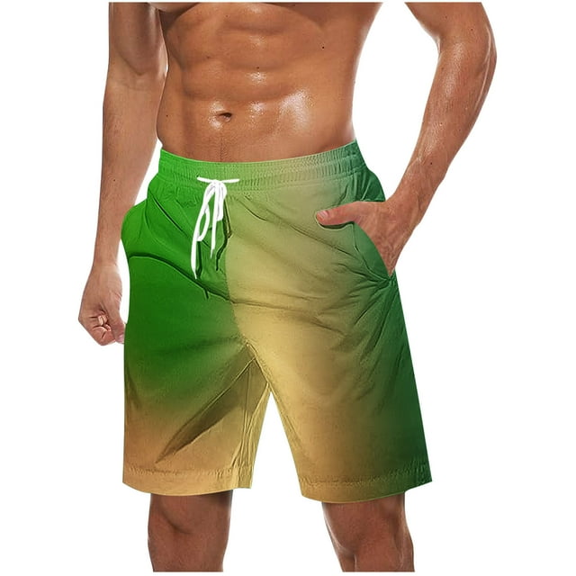 LOVZFMLL Men's Swim Trunks Beach Shorts Casual Drawstring Quick Dry Holiday Shorts Swimwear Bathing Suits with Pockets Green S