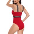 thumbnail image 7 of Womens Swimsuits Pimelu Bathing Suit for Women One Piece Swimsuit Womens High Waist Bathing Suit Girls Slim Mesh Patchwork Strap Athletic Swimwear Ladies Solid Sports Swimsuit with Padded, 7 of 7