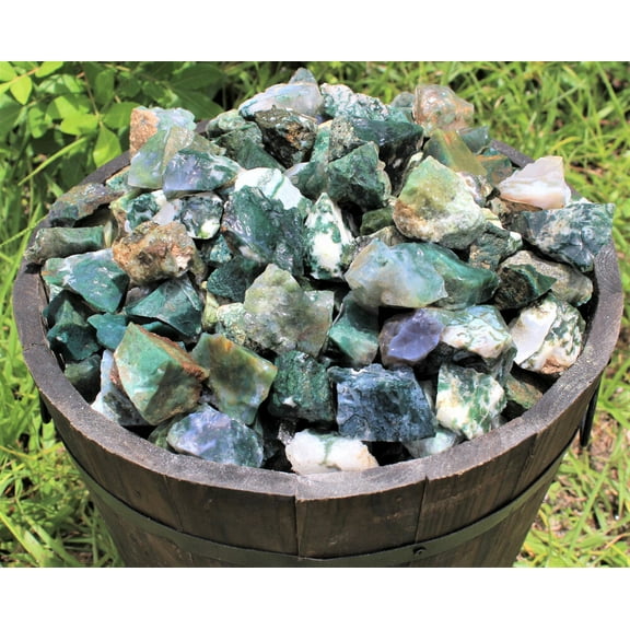 1/2 lb Bulk Lot Natural Rough Moss Agate (Raw Rock Stone Crystal Healing 8 oz)
