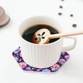 thumbnail image 5 of Picia Skull mushroom colorful cute Printed Leather Coasters for Drinks, 4" Drink Coasters Set of 4 for Tabletop Protection, Handmade Luxurious Home Décor and Housewarming Gift -Hexagon, 5 of 6
