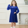 thumbnail image 4 of Little Girl Dress Long Sleeve Tiered Swing A-Line Cute Blue Dress Girls Toddler Birthday Dress Fancy Dress, 4 of 8