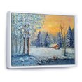 thumbnail image 2 of Designart Cottage In Forest During Christmas Traditional Floating Frame Wall Art, 2 of 4