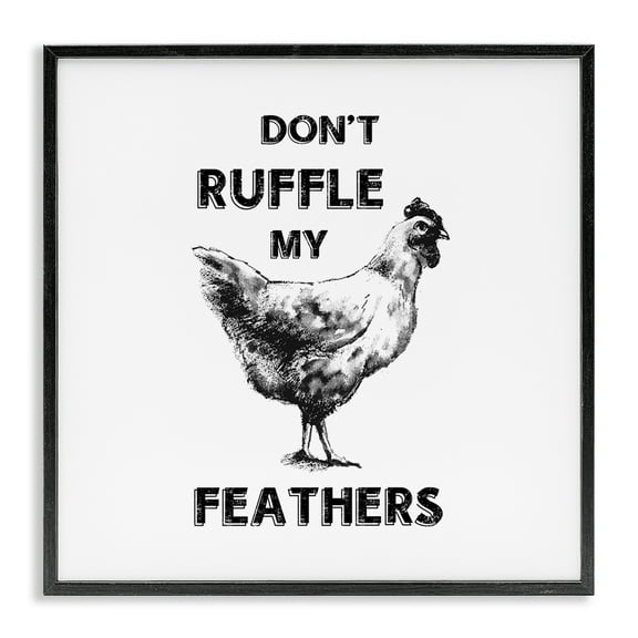 Stupell Industries Sassy Rooster Ruffled Feathers Animals Painting Black Framed Art Print Wall Art, 12 x 12