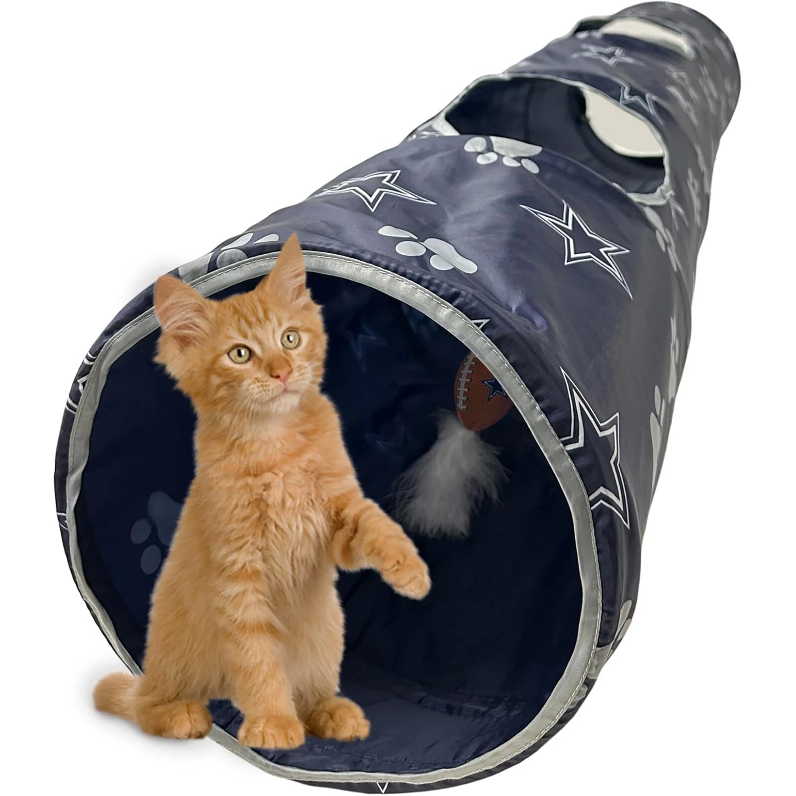 Pets First NFL Cat Tunnel Tube Toy & Plush Football Toy Filled with Catnip
