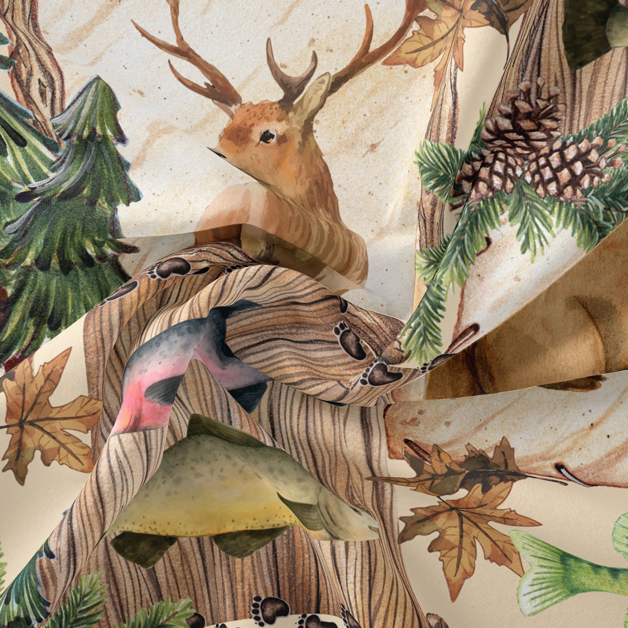 Half-Yard 100% Cotton The Wilderness, Multi-color, 44" Wide for Quilting & Sewing by David Textiles