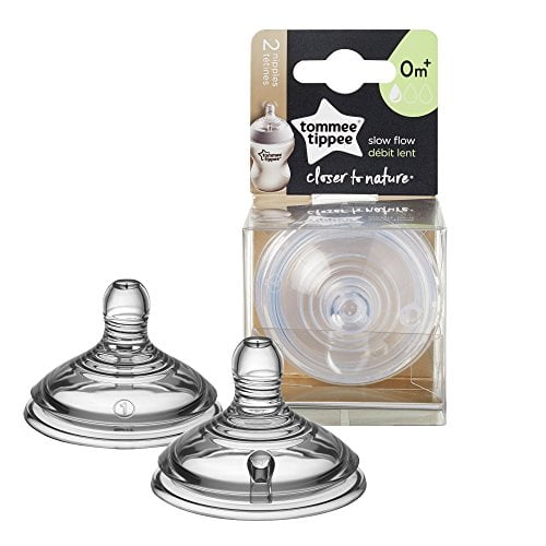Tommee Tippee Closer to Nature Baby Bottle Nipple Replacement, Level 1 - Slow Flow, 0+ Months (2 Count)