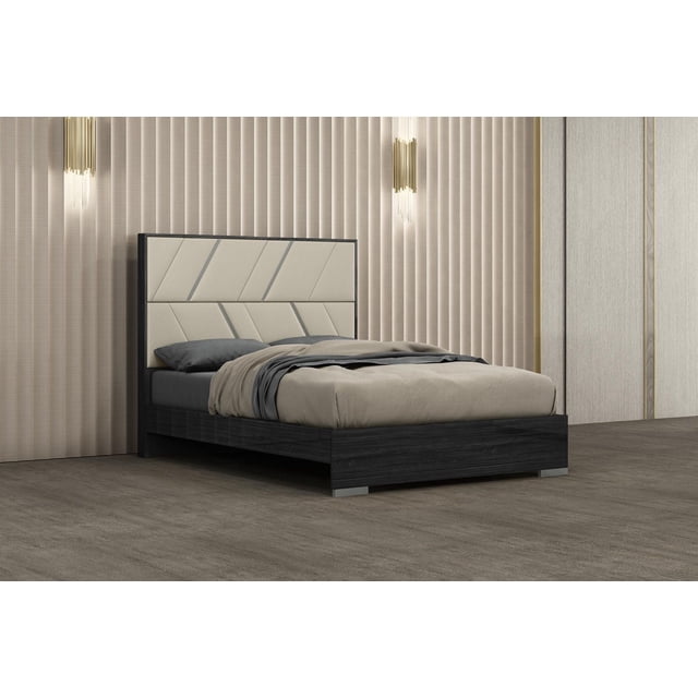 K-Living Travis Queen Size Platform Bed with Slats in 2 Tone Color