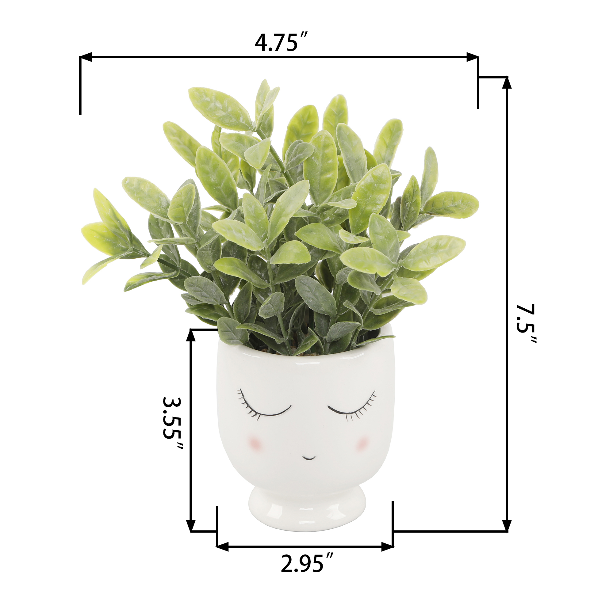 Mainstays Artificial Tea Leaf Plant, White Ceramic Pot photo 2