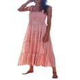 thumbnail image 1 of Robe Longue Maxi Évasée d'Été Boho pour Femmes à Bretelles Spaghetti, Encolure Carrée, à Volants Floraux, Ligne A, Plage, Robe d'Été, 1 of 5