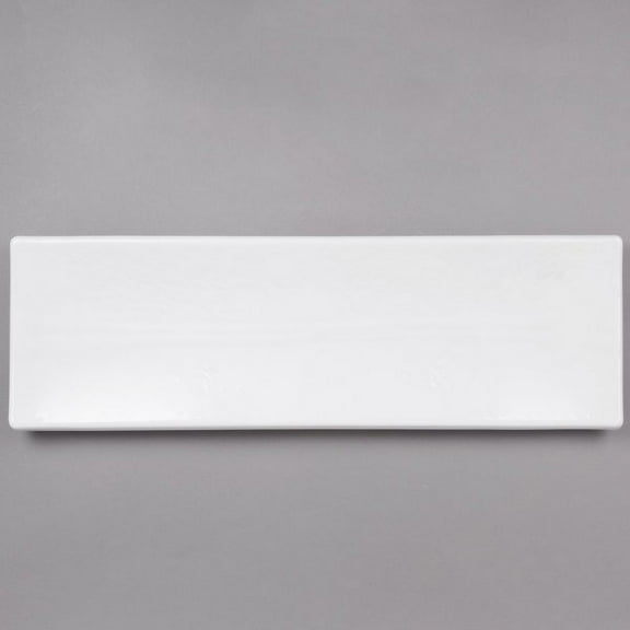 Tablecraft M206 Frostone 20" x 6" White Rectangular Melamine Tray